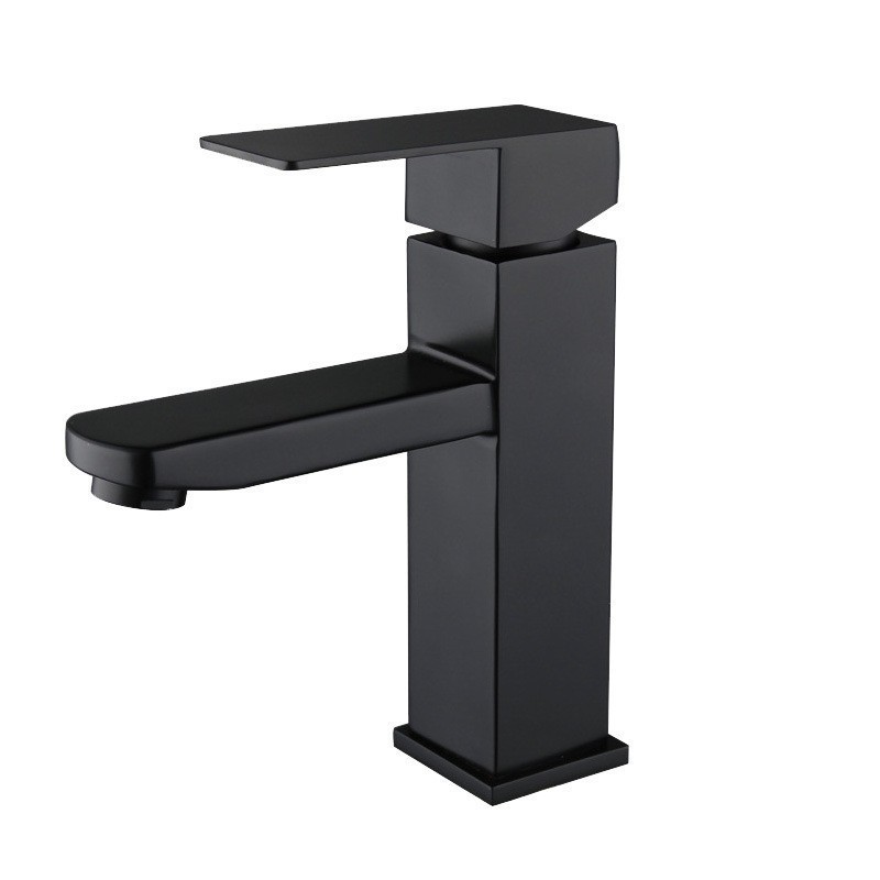 JEFEWARE OEM ODM Modern Matte Black Stainless Steel Square Wash Basin Tap Handle Hot Cold Water Mixer Bathroom Basin Faucet