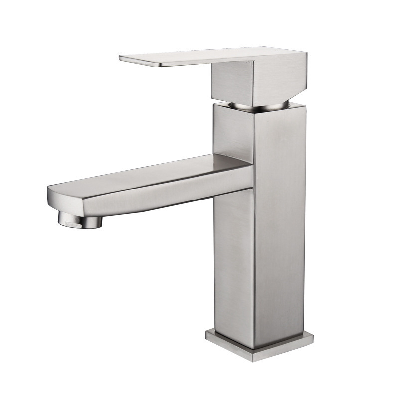 JEFEWARE OEM ODM Modern Matte Black Stainless Steel Square Wash Basin Tap Handle Hot Cold Water Mixer Bathroom Basin Faucet