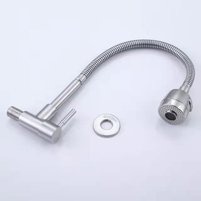 Jefe Ware Best Price Stainless Steel SUS304 Single Water Flexible Gooseneck Sprayer Cold Tap Kitchen Faucet