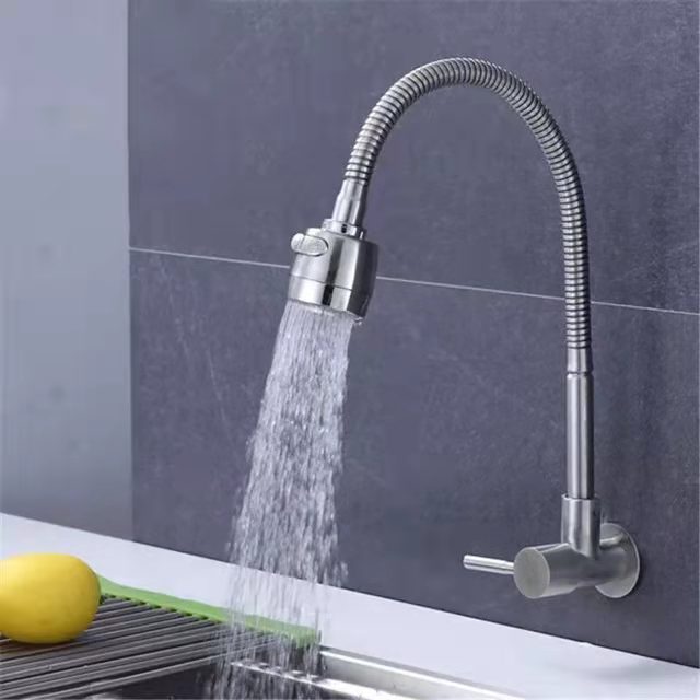 Jefe Ware Best Price Stainless Steel SUS304 Single Water Flexible Gooseneck Sprayer Cold Tap Kitchen Faucet