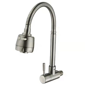 Jefe Ware Best Price Stainless Steel SUS304 Single Water Flexible Gooseneck Sprayer Cold Tap Kitchen Faucet