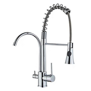 Commercial Pull Out Flexible Water Mixer Faucet 3 Way Pre Rinse Kitchen Sink Taps With Drinking