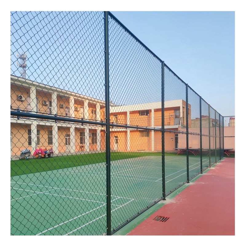 cheap 100 ft 25 ft roll cyclone wire fence design green basketball pvc coated chain link fencing price philippines