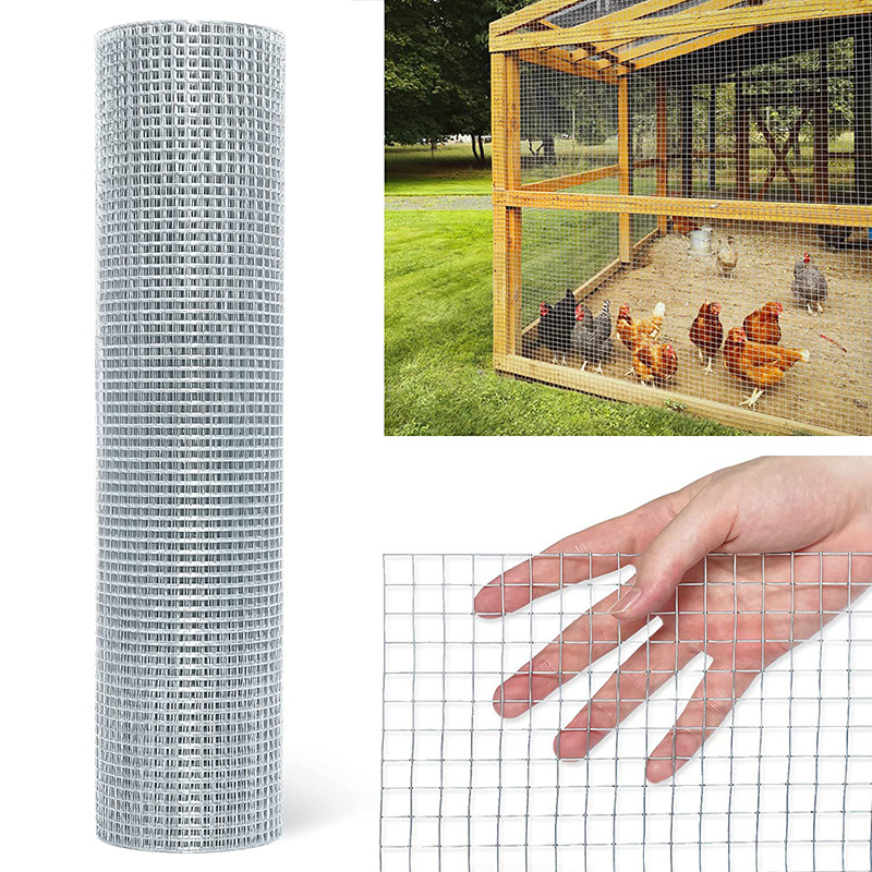 Hot Dipped Galvanized Fencing Iron Netting 10 gauge  Welded Wire Mesh rolls for rabbit bird Animal Pet Cages