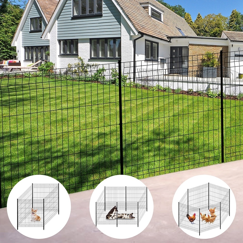 Metal Garden Fence with Gate Total Portable Metal Fence Panels Outdoor Pet No Dig Fence for Dogs Landscape