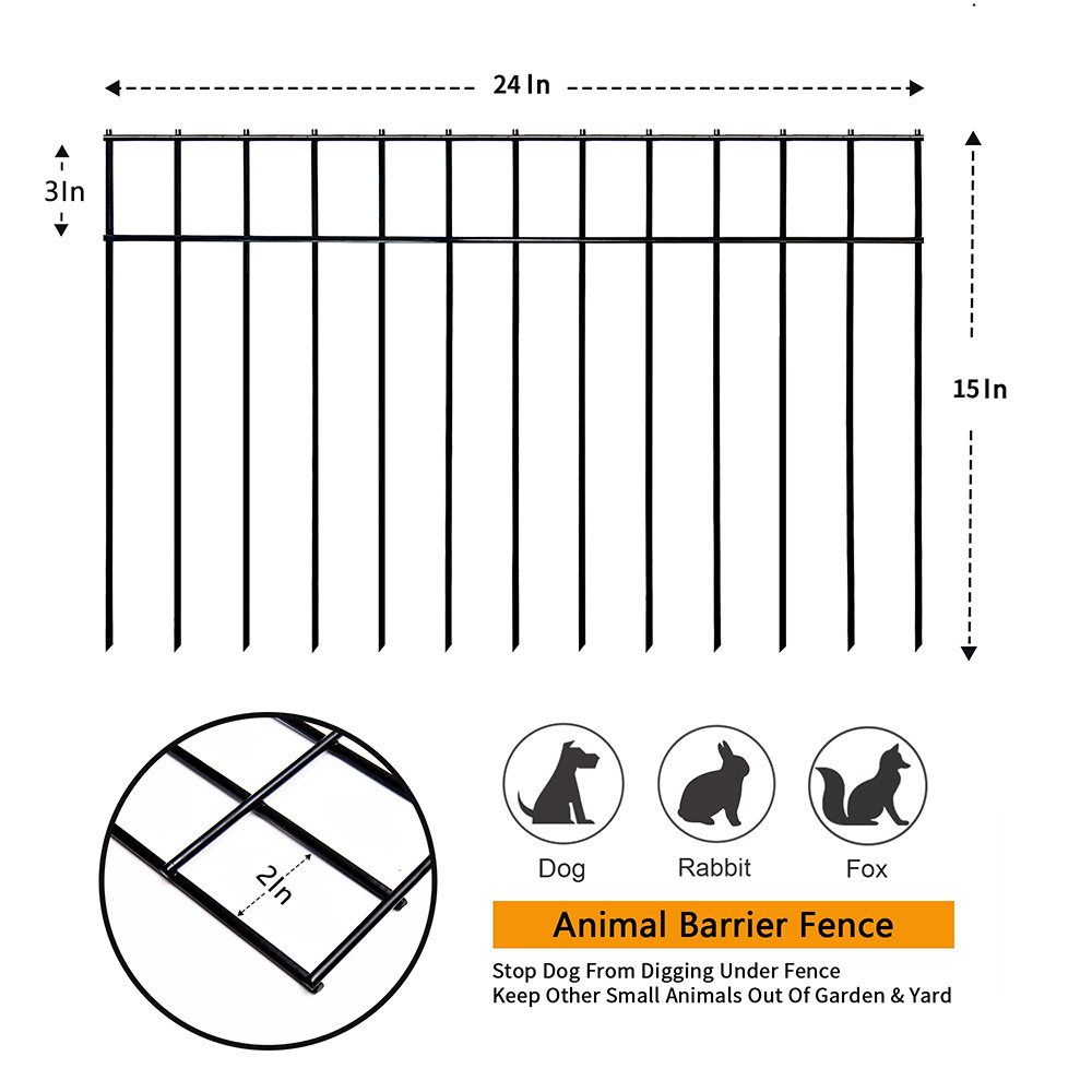 2 Inch Spike Spacing Dog Digging Fence Underground Decorative Garden Fence 4 Gauge  Small/Medium Animal Barrier Fence