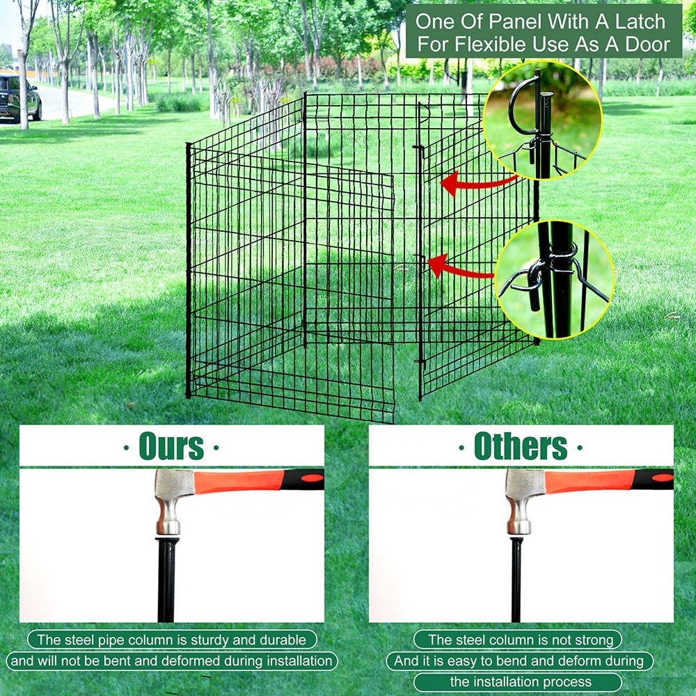 Metal Garden Fence with Gate Total Portable Metal Fence Panels Outdoor Pet No Dig Fence for Dogs Landscape