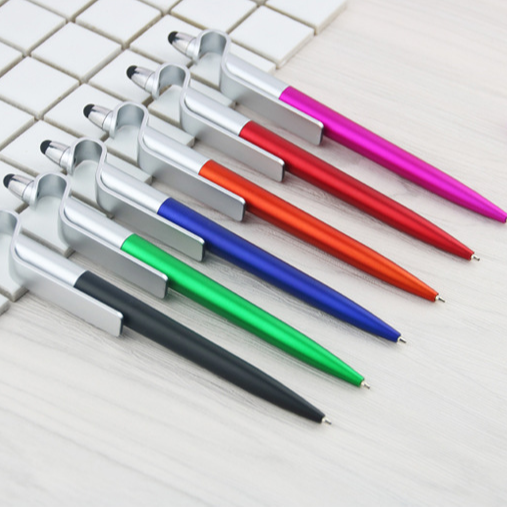 wholesale 3 in 1 multi function electronic gifts promotional gift mobile phone holder ball pen plastic stylus pen active