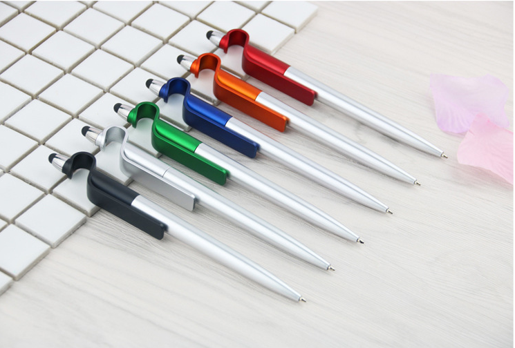 wholesale 3 in 1 multi function electronic gifts promotional gift mobile phone holder ball pen plastic stylus pen active