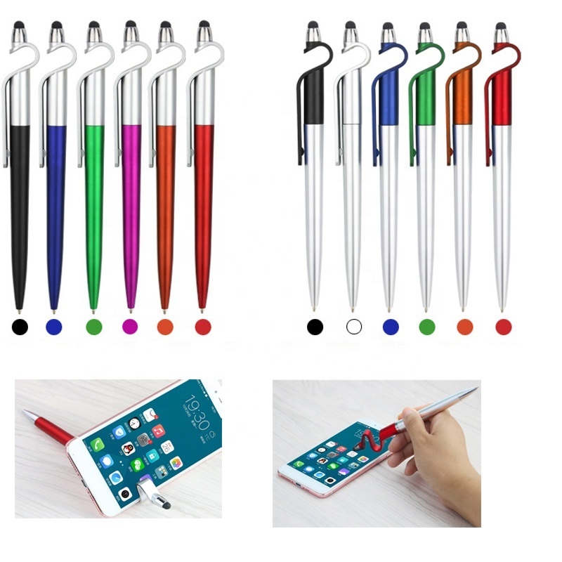 wholesale 3 in 1 multi function electronic gifts promotional gift mobile phone holder ball pen plastic stylus pen active