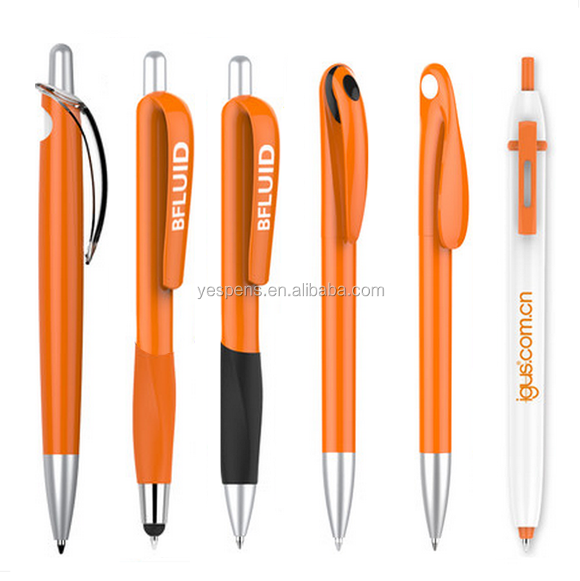 wholesale branded company name  Promotional cheap ballpoint retractable orange pens ballpen with custom logo