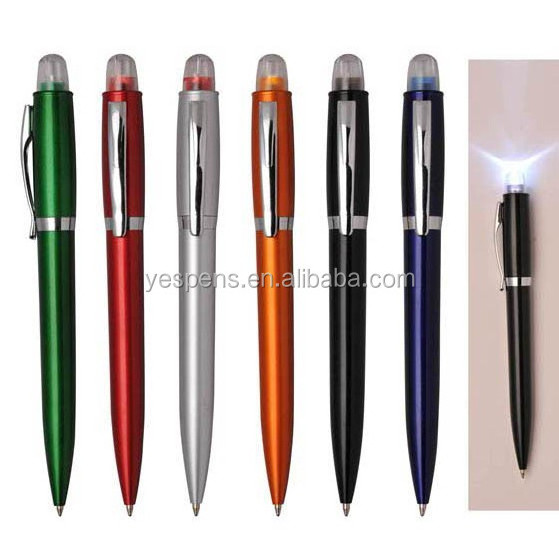 china factory popular new glow in the dark promotional pen with flashlight