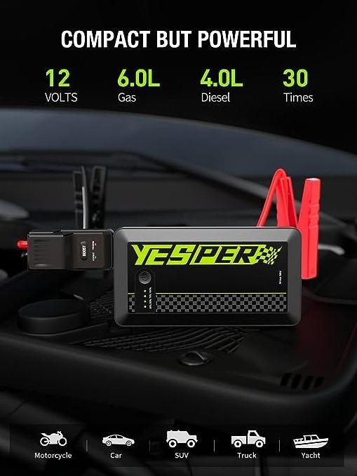 YESPER Armor Mini Car Jump Starter 12V Portable Multi-function Car Starter 8000mAh Emergency Battery Booster