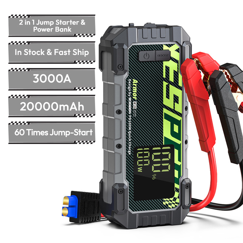 YESPER Armor heating Portable Fast Changing 12V High Power  Car booster Jump Starter for low temperature