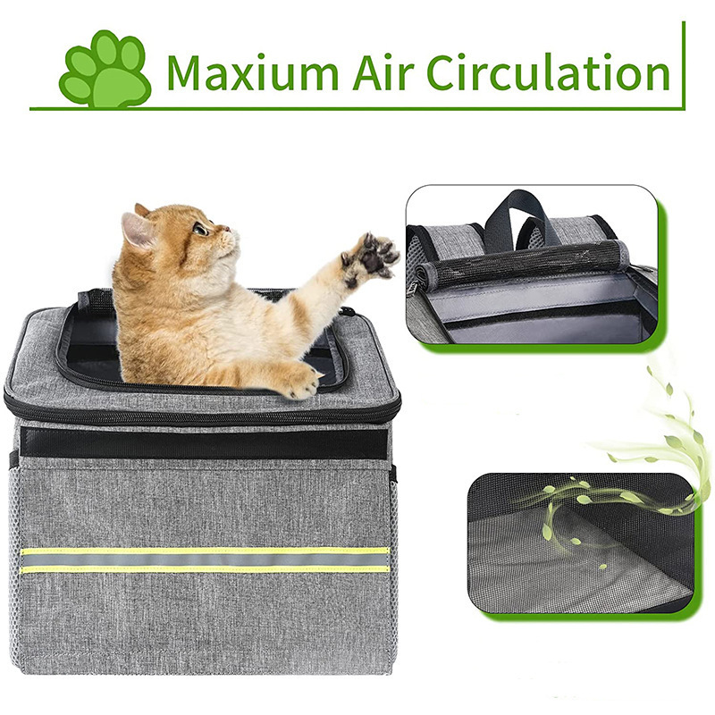 Factory wholesale pet travel pag soft side collapsible dog cat Mesh Windows Bicycle Bike Basket Carrier Backpack for pet