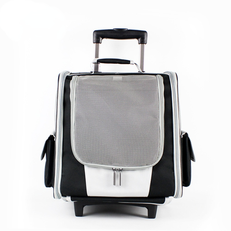 Portable Rolling Pet Trolley Backpack Cat Puppy Kitty Dog Breathable Travel Carrier Pet Cages with Wheel