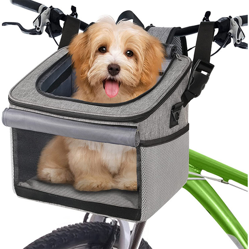 Factory wholesale pet travel pag soft side collapsible dog cat Mesh Windows Bicycle Bike Basket Carrier Backpack for pet