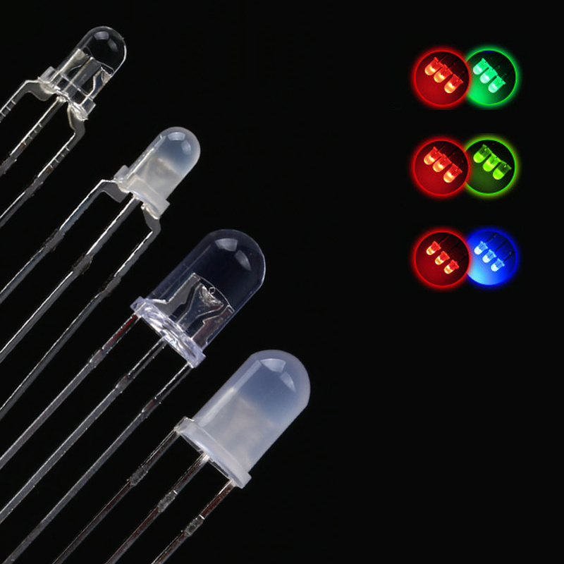 F3/F5 LED Diodes Light 3Pin Common Anode/Cathode 3mm 5mm Round Dual colour Clear Red-Green/Red-Blue Kit