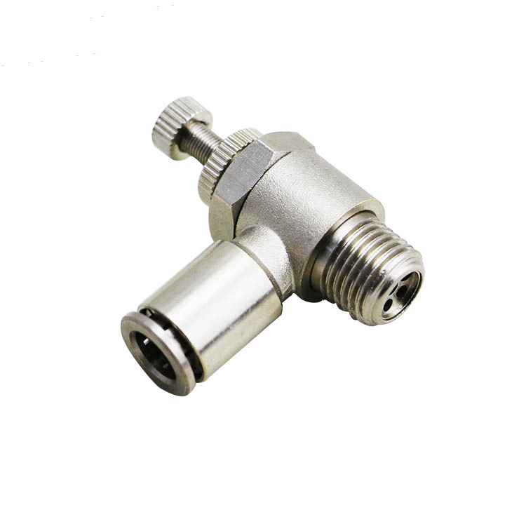 Push To Connect Air Flow Control Valve Elbow 8MM OD 1/4'' BSP Push Fit Fitting MSL Pneumatic Speed Control Valve