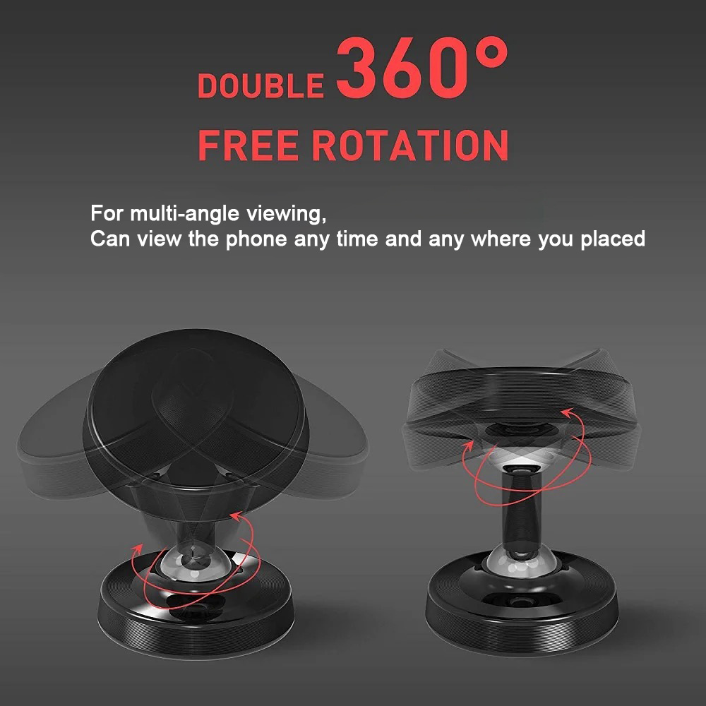 Amazon hot sale 360 rotatable metal dual magnetic phone holder easily install one-handed operation stand small  phone bracket