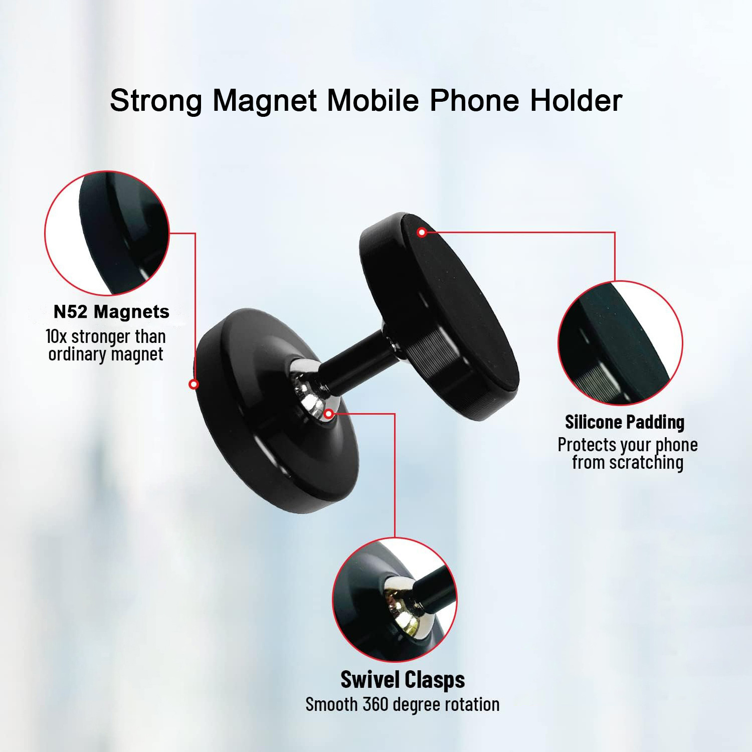 Amazon hot sale 360 rotatable metal dual magnetic phone holder easily install one-handed operation stand small  phone bracket