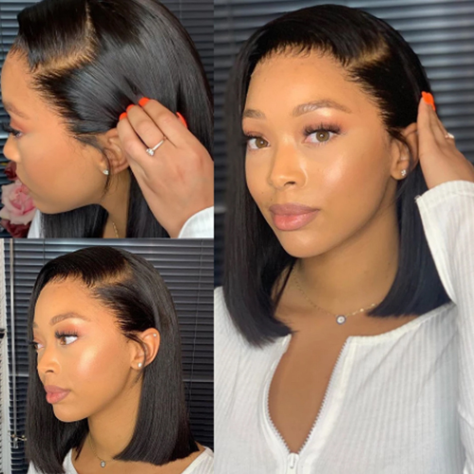 Cheap Bone Straight Short Bob Wigs Human Hair Lace Front Wigs For Black Women Raw Brazilian Full Hd Lace Frontal Wigs Human Hair