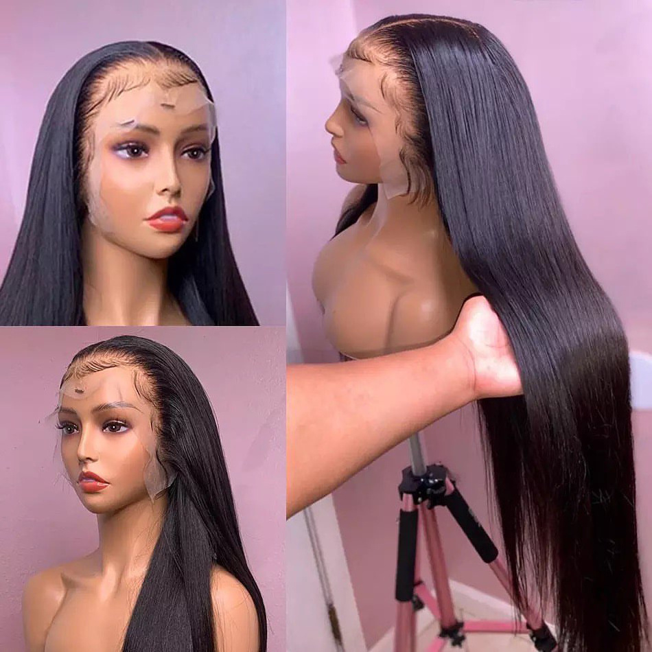 Virgin Cuticle Aligned Hair Extensions Straight Human Hair Bundles Hd Lace frontal wig Human Hair Lace Fort Wigs For Black Women