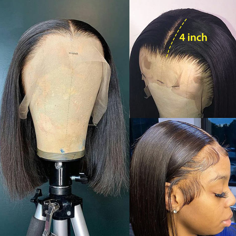 Cheap Bone Straight Short Bob Wigs Human Hair Lace Front Wigs For Black Women Raw Brazilian Full Hd Lace Frontal Wigs Human Hair