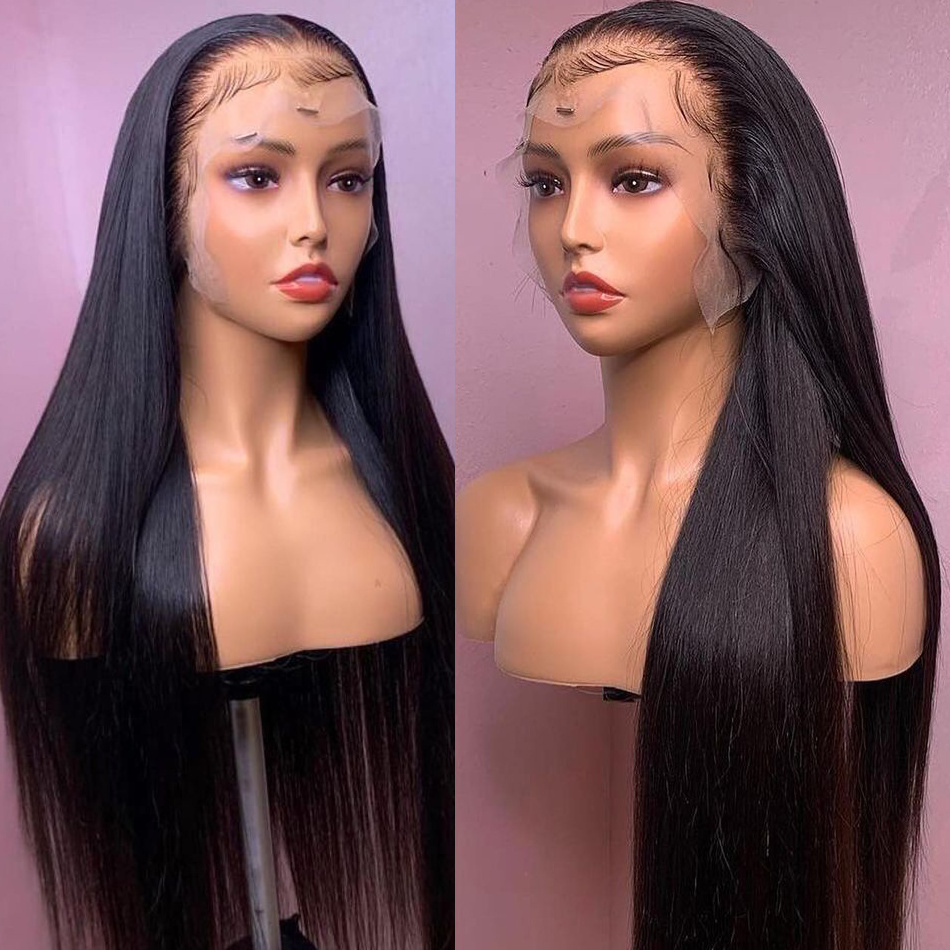 Virgin Cuticle Aligned Hair Extensions Straight Human Hair Bundles Hd Lace frontal wig Human Hair Lace Fort Wigs For Black Women