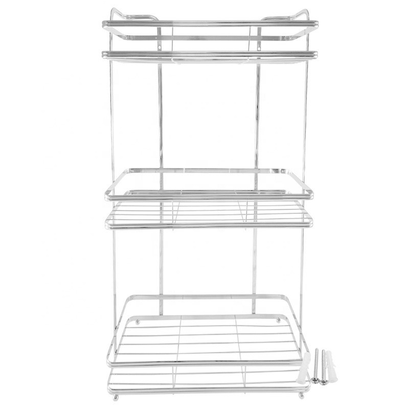 Malaysia Style Toilet Storage Rack Bathroom Organizer 3 Tier Bathroom Shelf Rack Organiser Storage Shelves With Screw Drilling