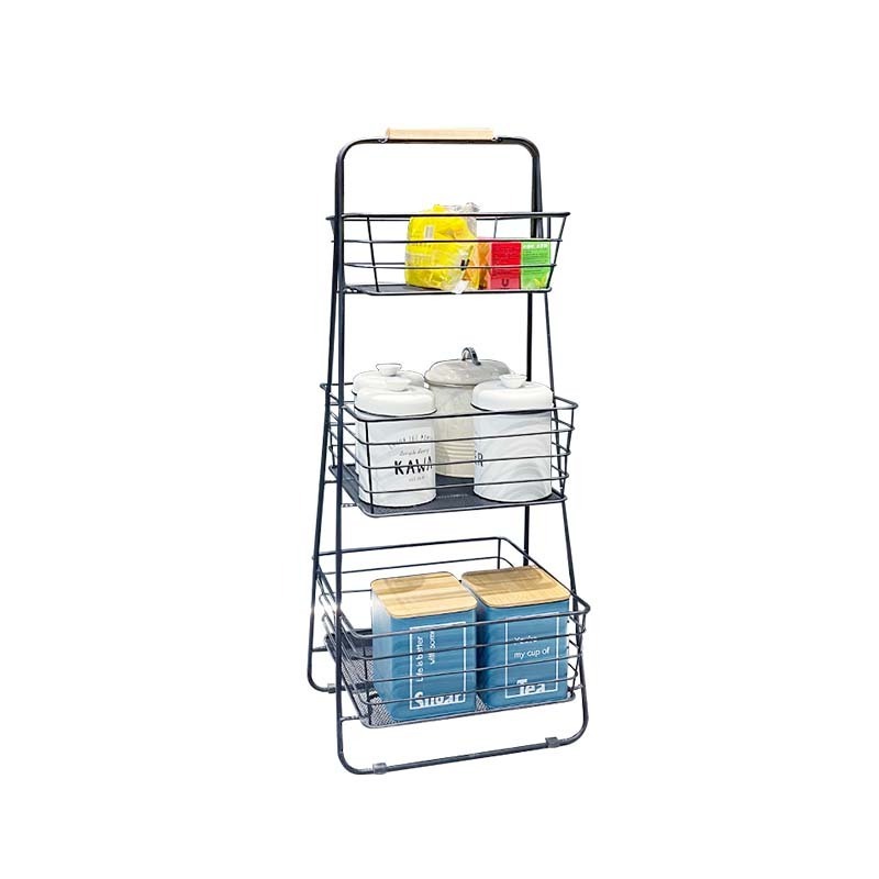 2023 Popular Metal Rack Storage Shelf 3 Tier Organizer Wood Decor Kitchen Rack Storage For Kitchenware Food Canister&Tea Bag