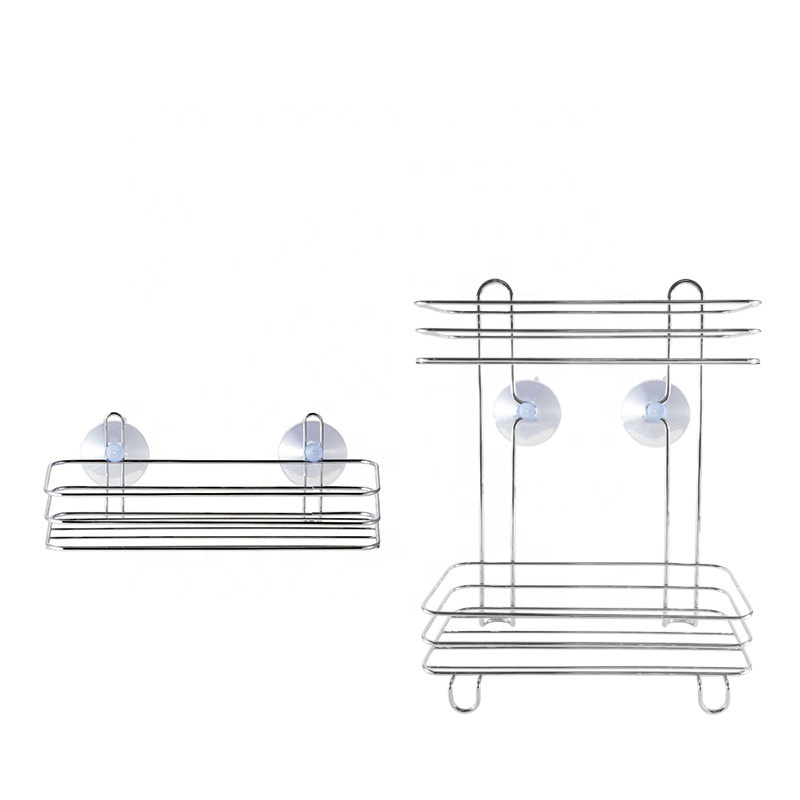 Metal Floor Standing 3 Tier Stainless Steel Shower Caddy Shelf Metal Free Standing  2 Tier  Shower Shelf For Bathroom Essential