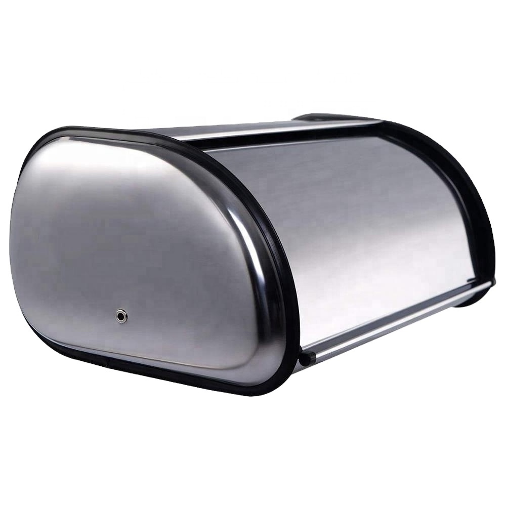 Factory Direct Metal Home Kitchen stainless steel bread storage bin Roll Up Lid Kitchen Food Container