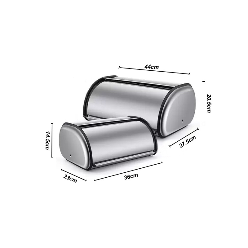 Factory Direct Metal Home Kitchen stainless steel bread storage bin Roll Up Lid Kitchen Food Container