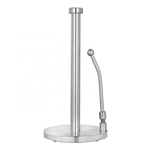 Factory Kitchen Paper Holder Stainless Steel Roll Toilet Paper Holder Kitchen Paper Towel Holder WIth Spring Metal Pole Stand