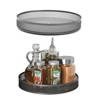 360 Degree Rotating Tray Metal Spice Rack Sauce Bottle Seasoning Lazy Susan Turntable Organizer for Kitchen Cabinet Countertop