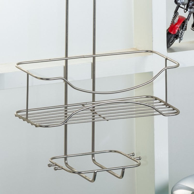 Modern Minimalist Stainless Steel Shower Caddy 3 Tier Bathroom Organizer Rack Soap dish Shaver Holder Wire Bathroom Shelf