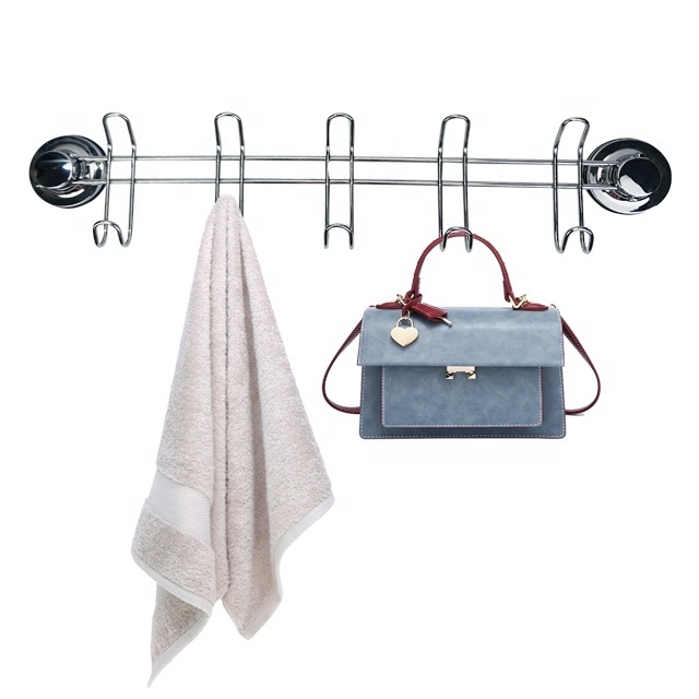 Factory Directly Supply Chrome Suction Cup Coat Hooks Rack For Shower