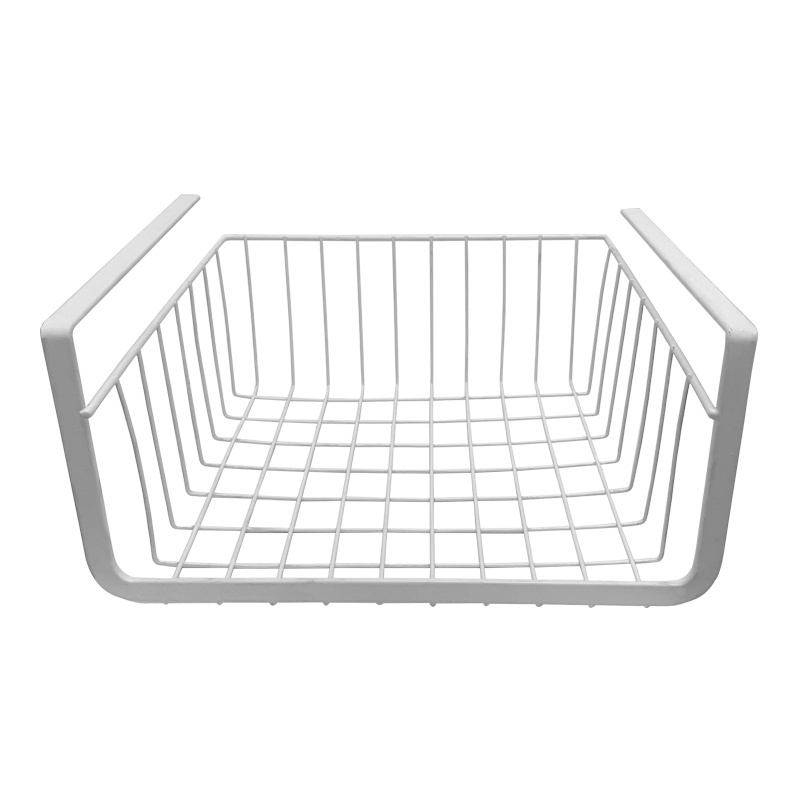 Fashionable Under Shelf Cabinet Wire Storage Basket White Table Hanging Bracket Under Cabinet Organizer