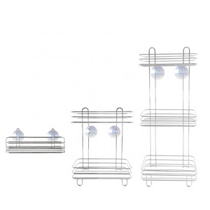 Metal Floor Standing 3 Tier Stainless Steel Shower Caddy Shelf Metal Free Standing  2 Tier  Shower Shelf For Bathroom Essential