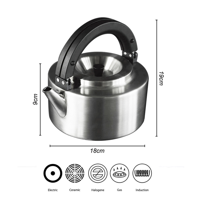 1.7L Tea kettle Stainless Steel  Hot Water Fast to Boil Brushed with Black Handle and Capsule Bottom