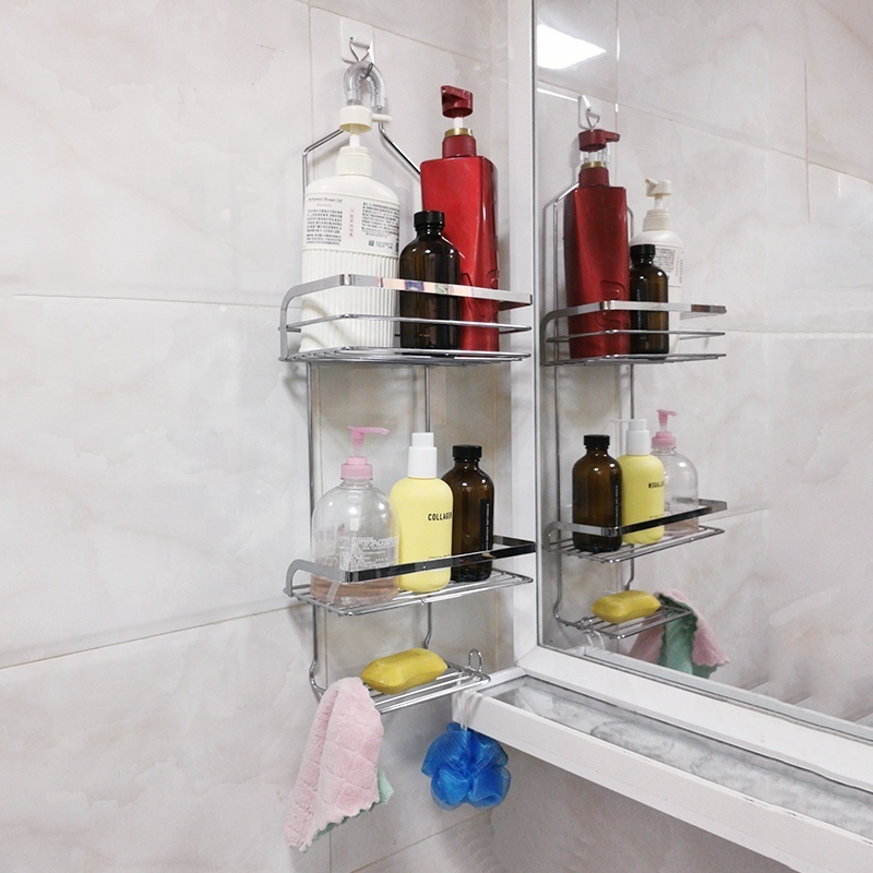 High Quality Slim Metal Hanging Shower Caddy Stainless Steel Shower Caddy With Strong Iron Soap Holder