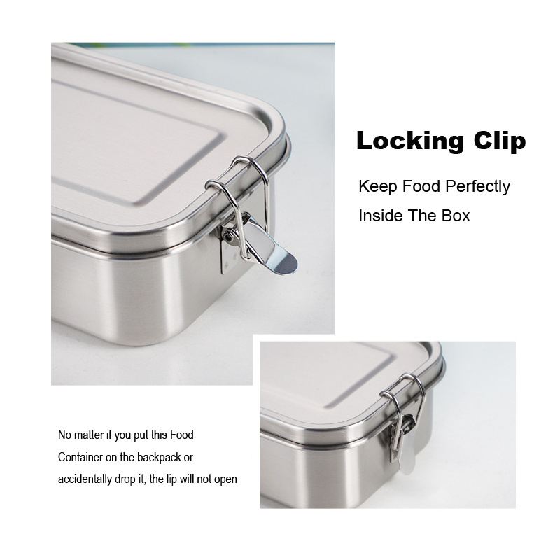 Classic Leak-Proof Stainless Steel Lunch Boxes Storage Containers Metal Bento Lunch Box Divider With Safety Latch