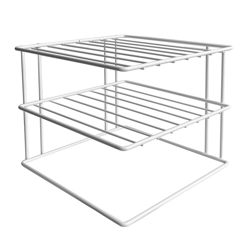 White Cupboard Square Dish Plate Rack Cabinet Corner Plated Holder for Kitchen, Bathroom, Office or Laundry Room Corner Shelf