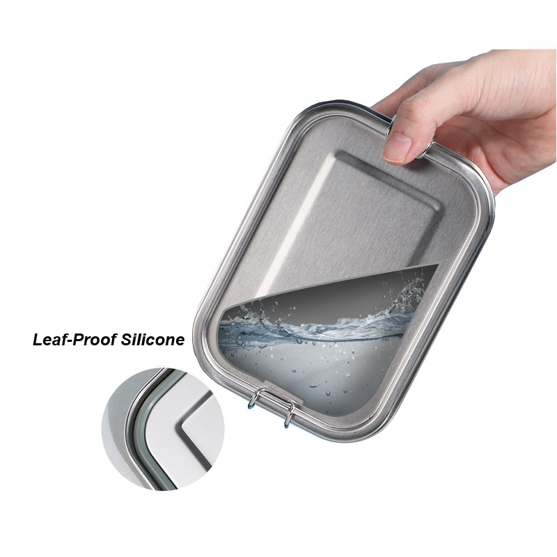 Classic Leak-Proof Stainless Steel Lunch Boxes Storage Containers Metal Bento Lunch Box Divider With Safety Latch