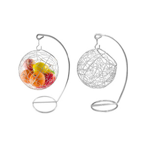 metal wire table decoration countertop stand hanging swing bowl holder vegetables fruit basket for suppliers