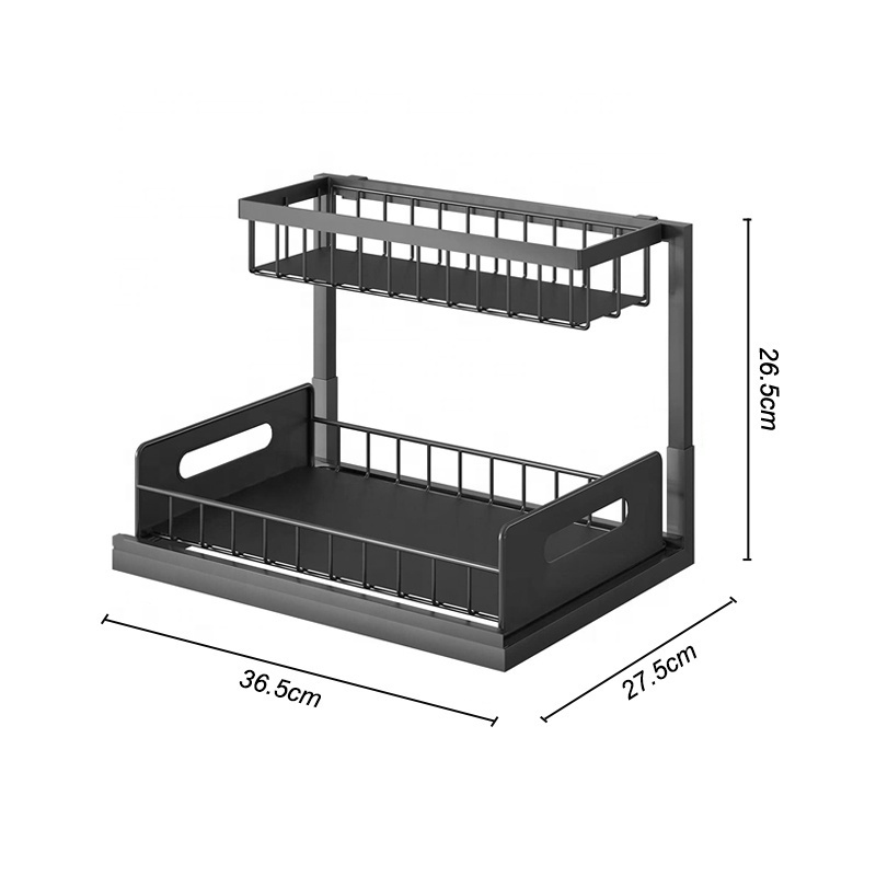 2 Tier Pull Out Under Sink Organizer Storage Holders Sliding Cabinet Basket Storage Drawers For Kitchen