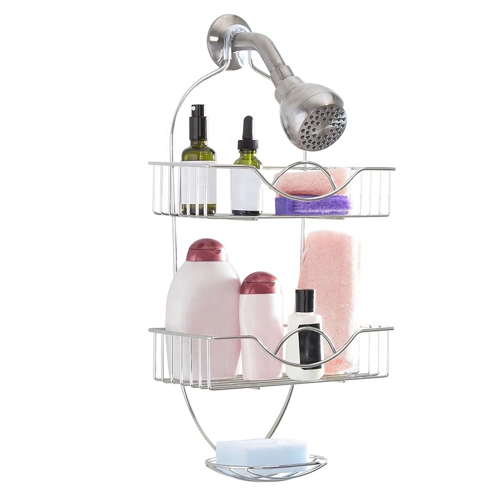 3 Tier Chrome Bathroom Shampoo Basket Wall Mounted Shower Caddy Bathroom Organizer Bathroom Shelf Caddy with Soap Dish