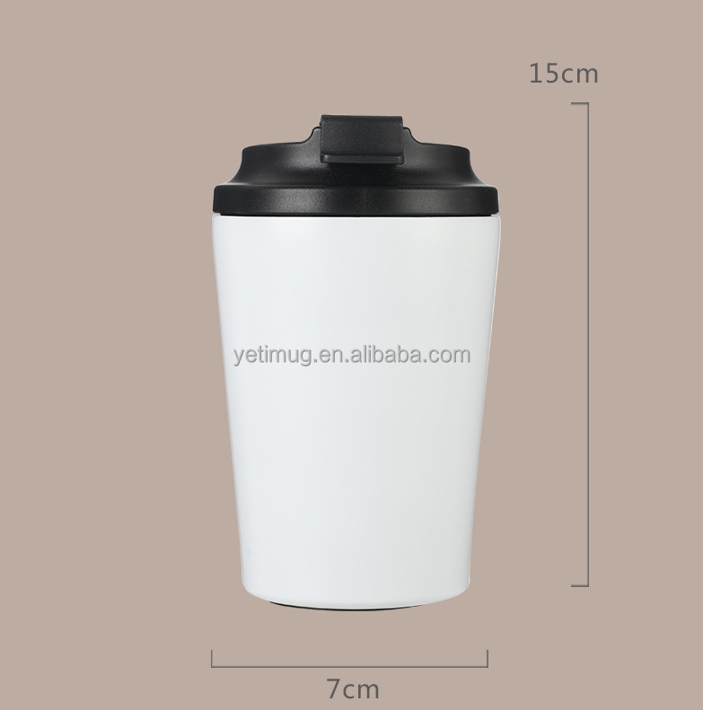 Double-Walled Stainless Steel 12oz reusable coffee cups with lid leak-proof recyclable 12 oz travel insulated coffee tumbler mug