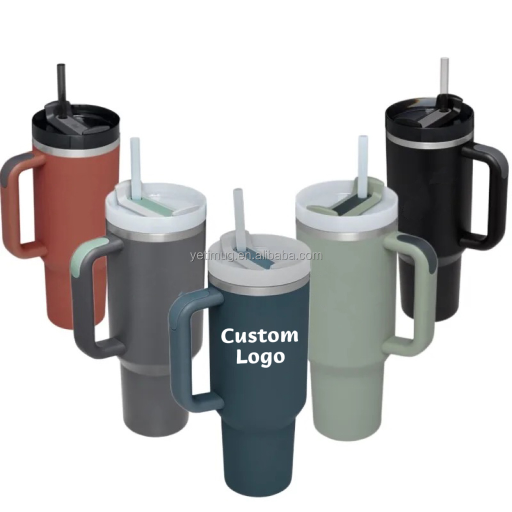 2024 Hot Sale Custom Logo 40oz Tumbler Cups 304 Stainless Steel Vacuum Mug Insulated 40oz Tumbler With Handle and Lids